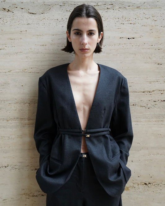 Deep Cut Jacket / Suit Gray