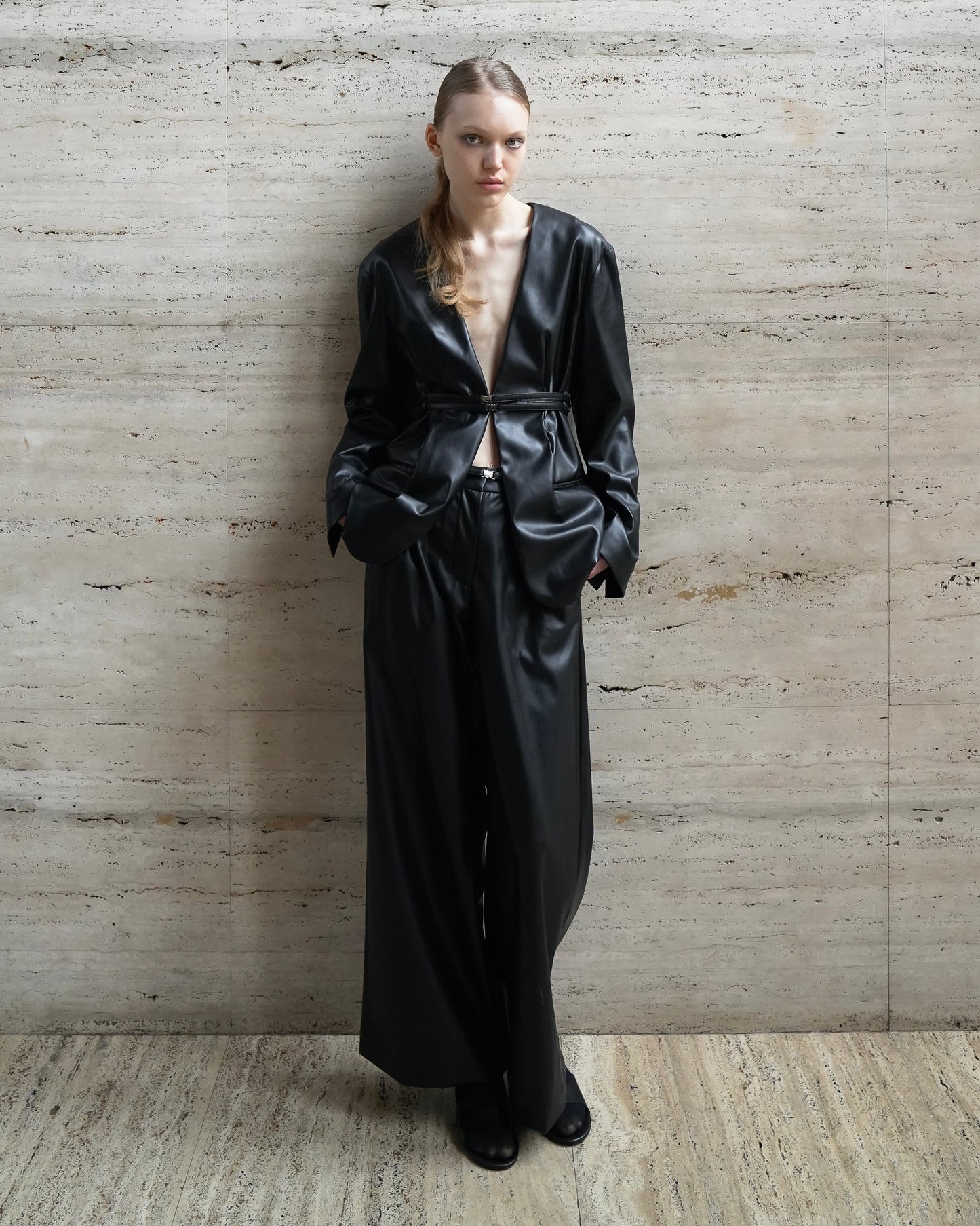 Shilver Hook Wide Trousers / Vegan leather