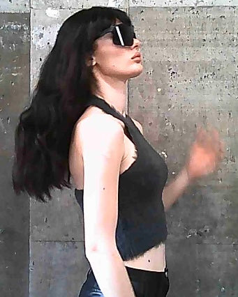 Shaggy knit top/dark gray