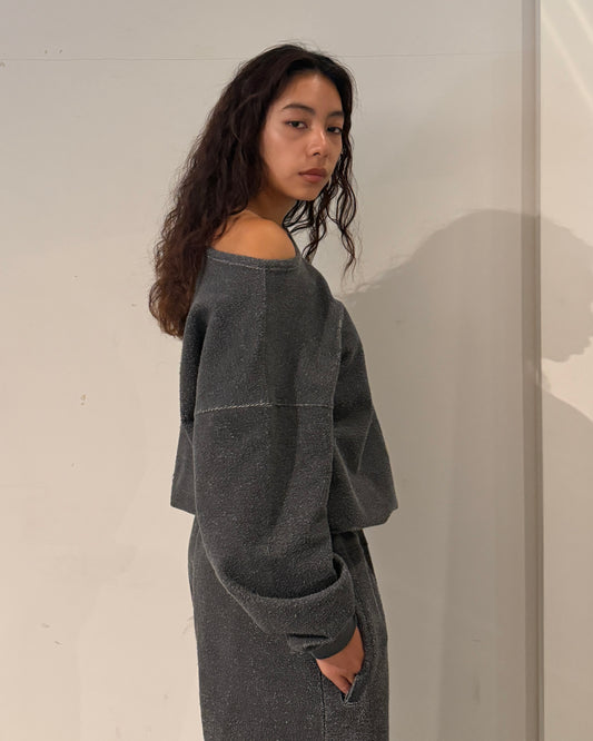 OFF SHOULDER SWEAT-SHIRT / Smoke