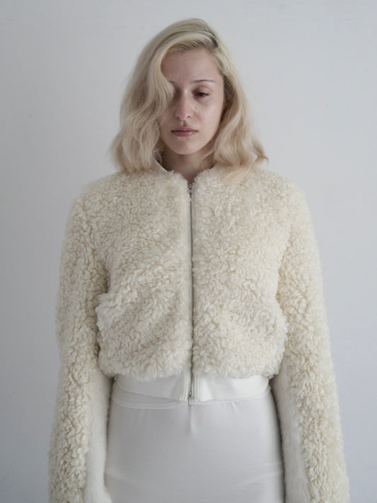 curly blouson / White